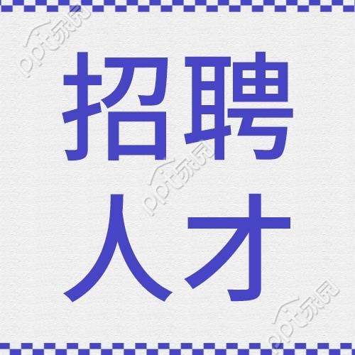 蓝白格子边框简约风招聘人才微信公众号次图